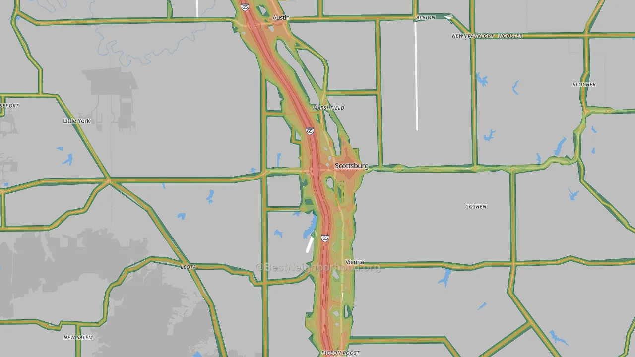 47170, IN Map of Noise Levels in 47170