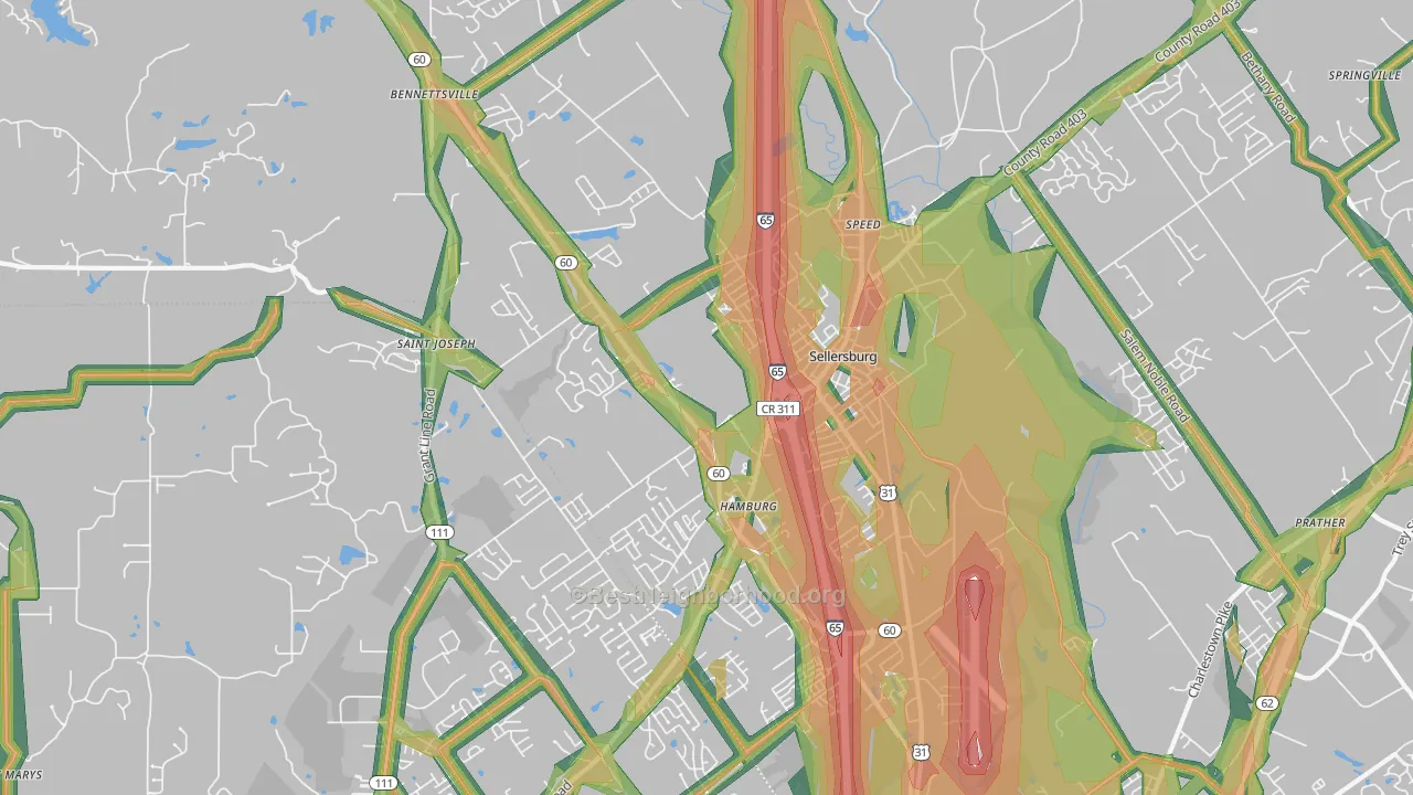 47172, IN Map of Noise Levels in 47172