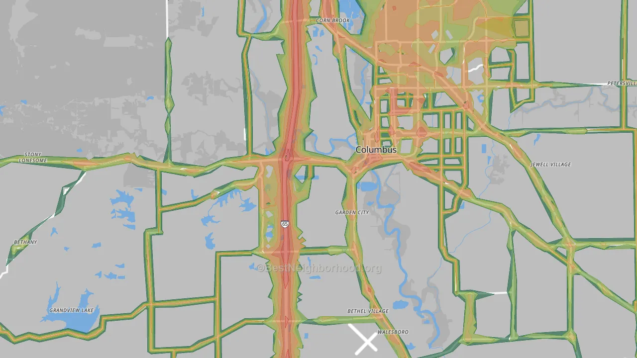 47201, IN Map of Noise Levels in 47201