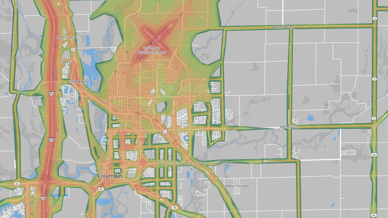 47203, IN Map of Noise Levels in 47203