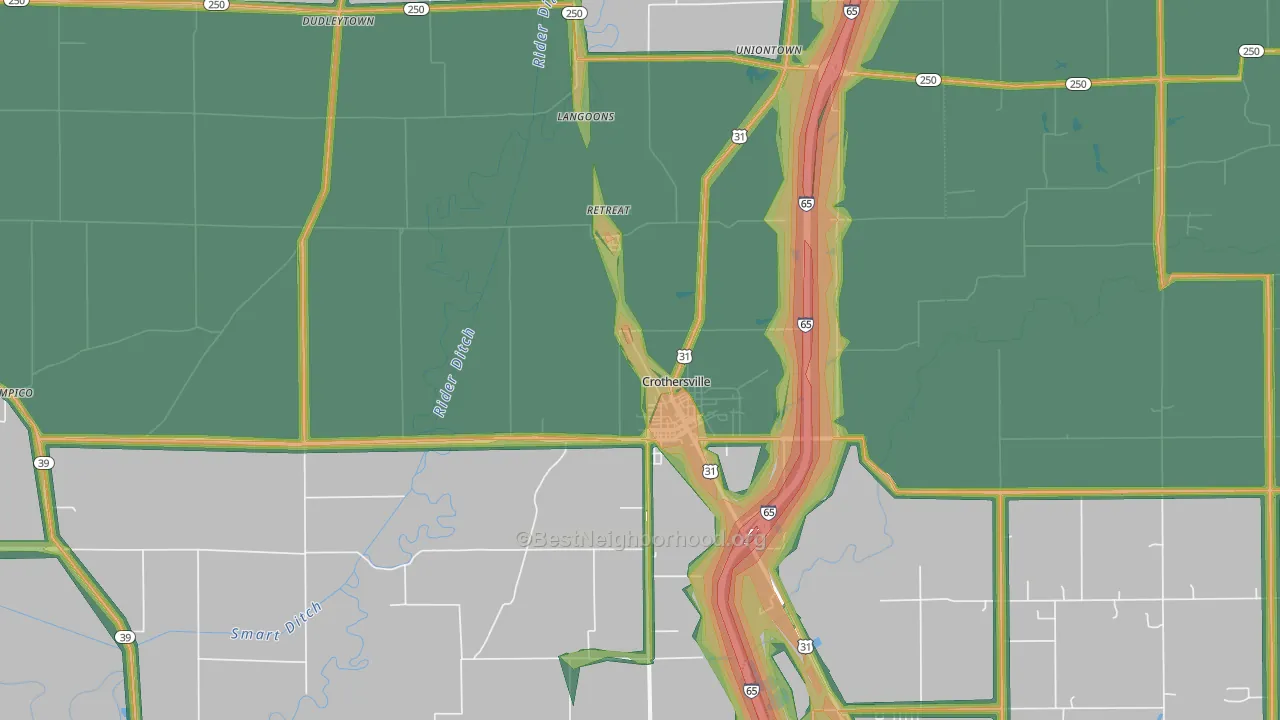 47229, IN Map of Noise Levels in 47229