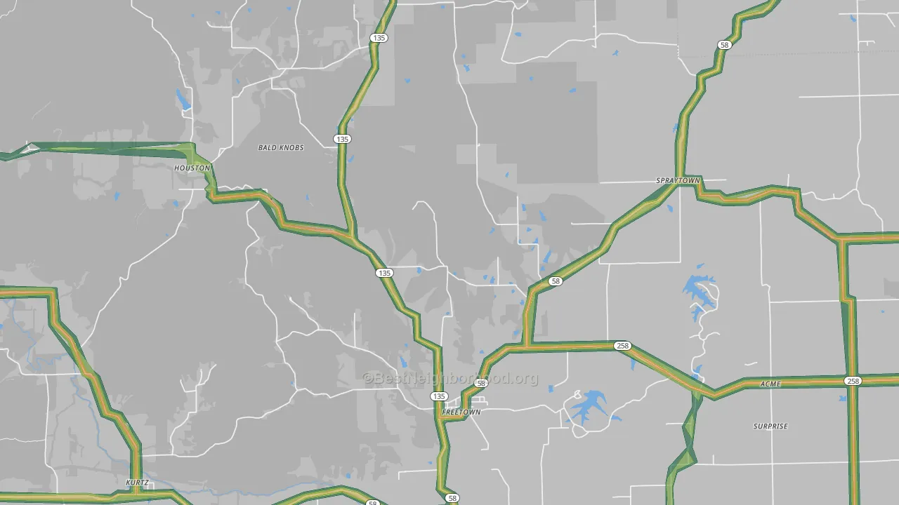 47235, IN Map of Noise Levels in 47235