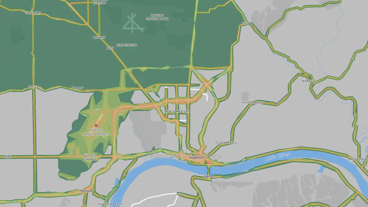 47250, IN Map of Noise Levels in 47250