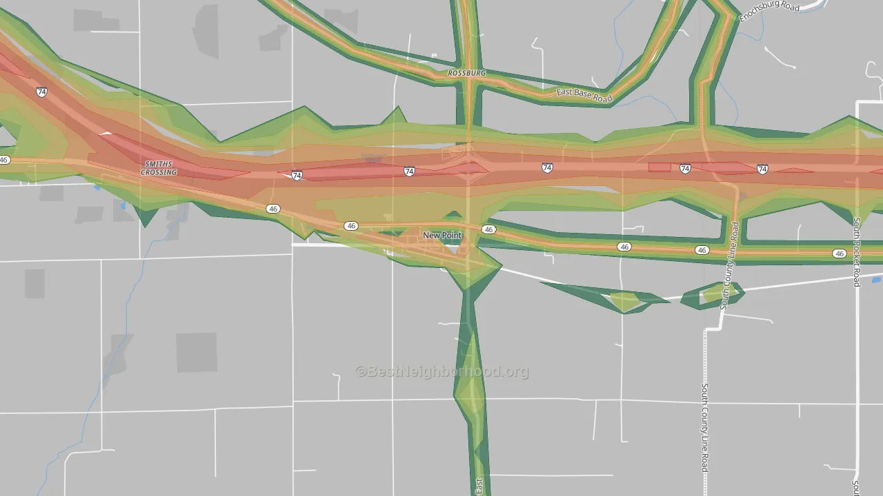 47263, IN Map of Noise Levels in 47263