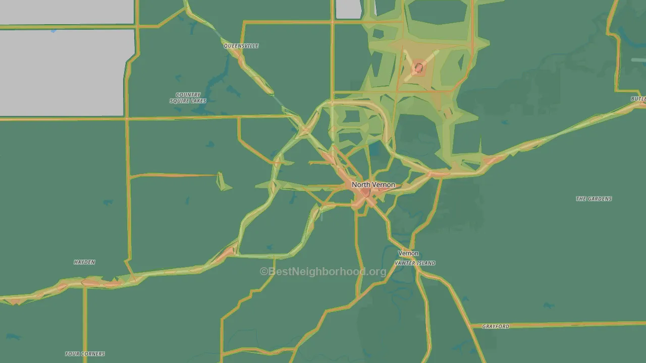 47265, IN Map of Noise Levels in 47265