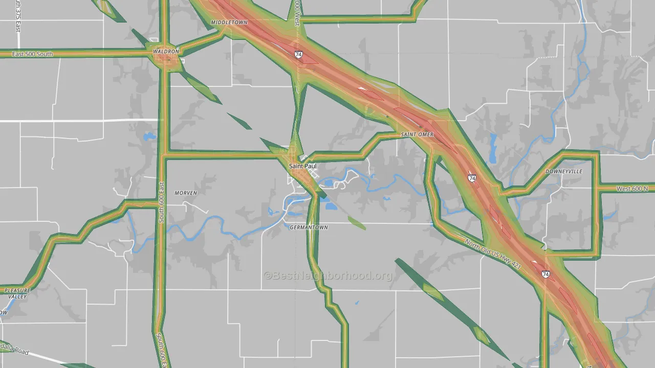 47272, IN Map of Noise Levels in 47272