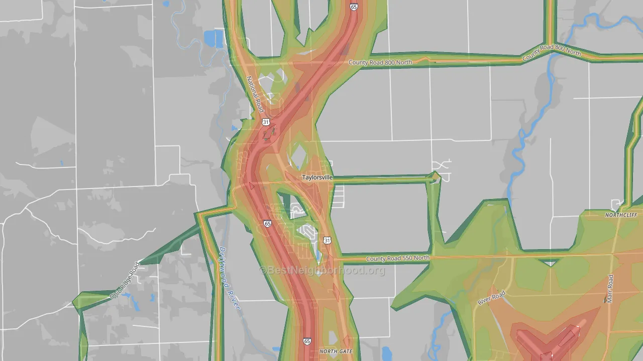 47280, IN Map of Noise Levels in 47280