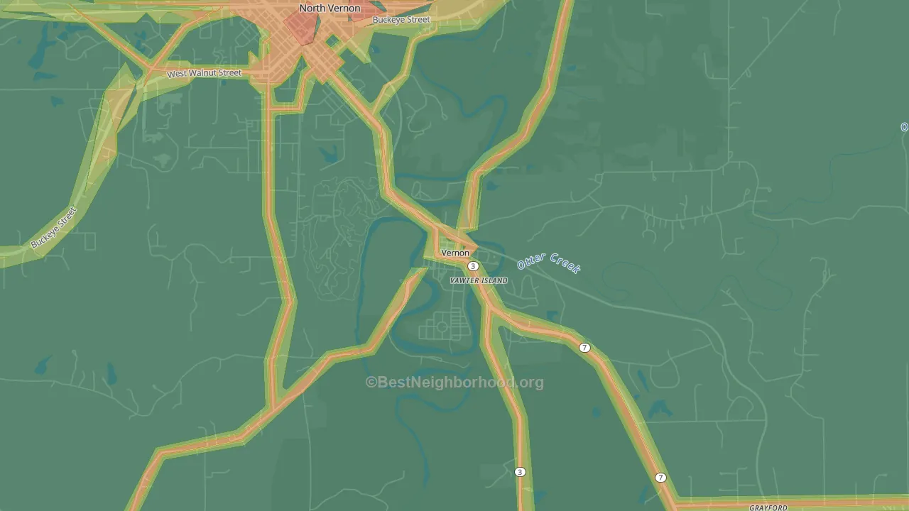 47282, IN Map of Noise Levels in 47282