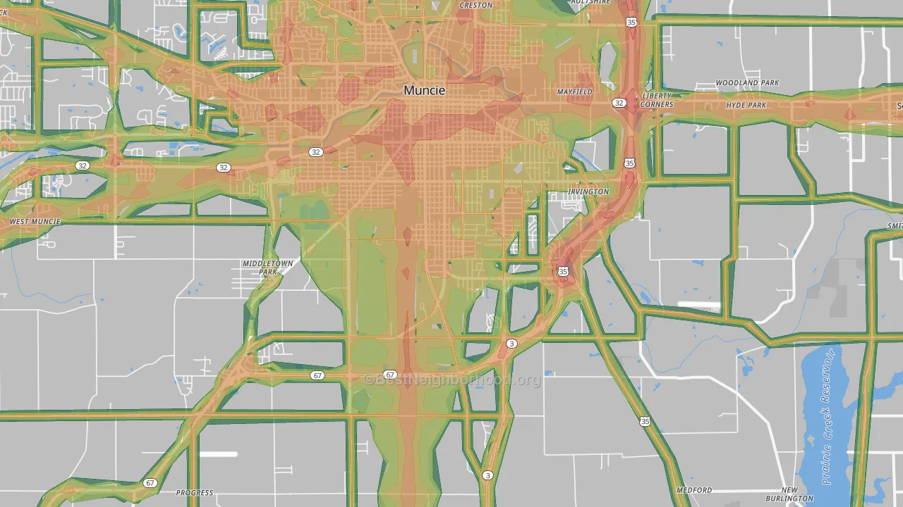 47302, IN Map of Noise Levels in 47302