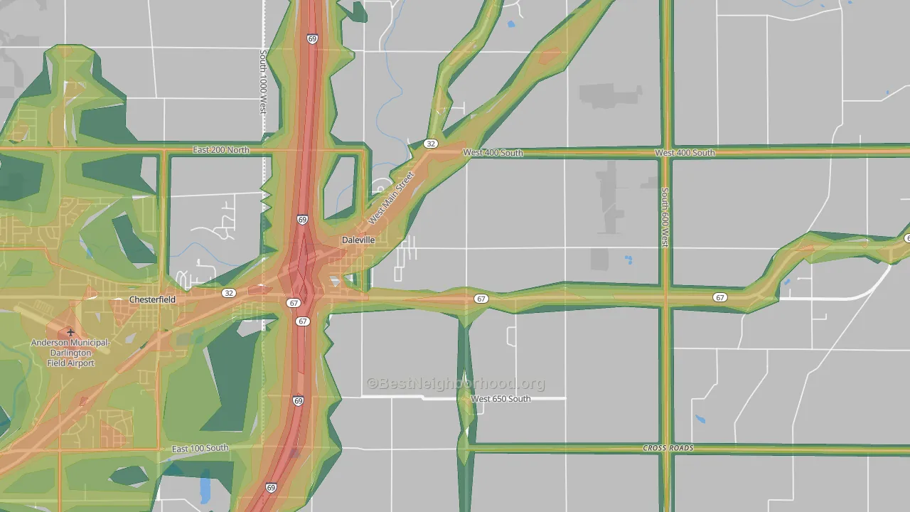 47334, IN Map of Noise Levels in 47334