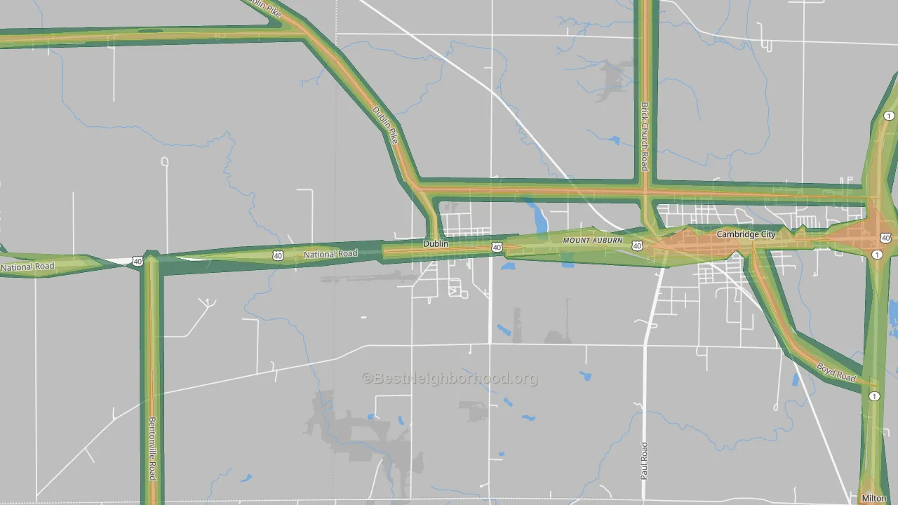 47335, IN Map of Noise Levels in 47335