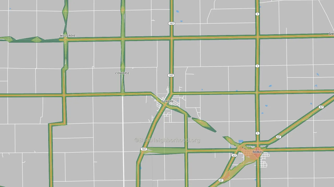 47336, IN Map of Noise Levels in 47336