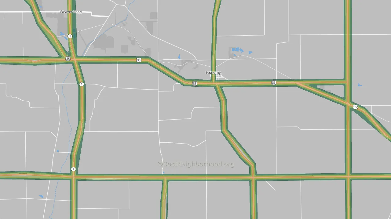 47339, IN Map of Noise Levels in 47339