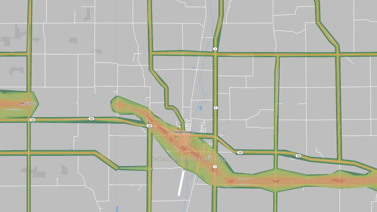 47346, IN Map of Noise Levels in 47346