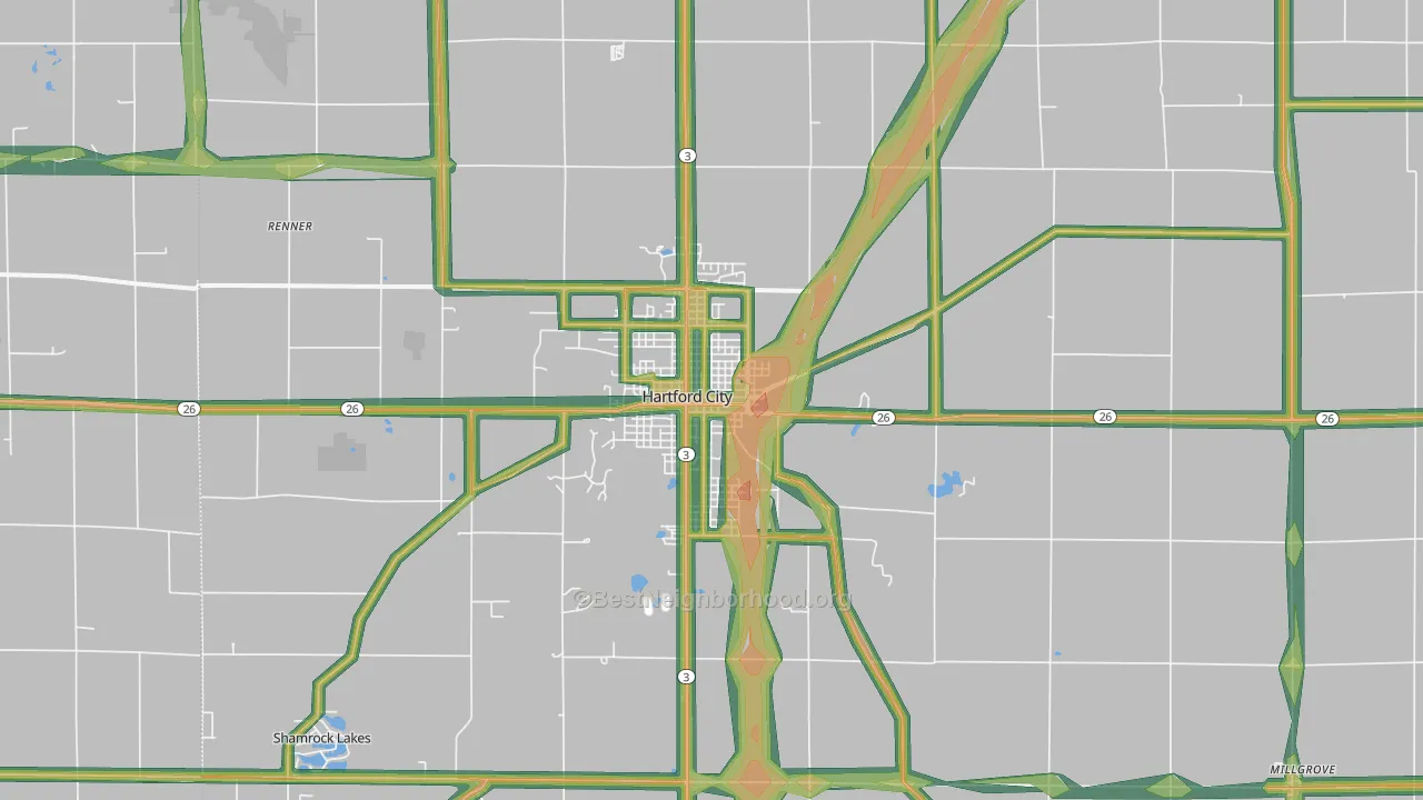 47348, IN Map of Noise Levels in 47348