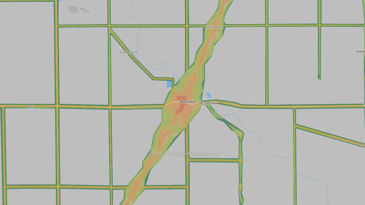 47359, IN Map of Noise Levels in 47359