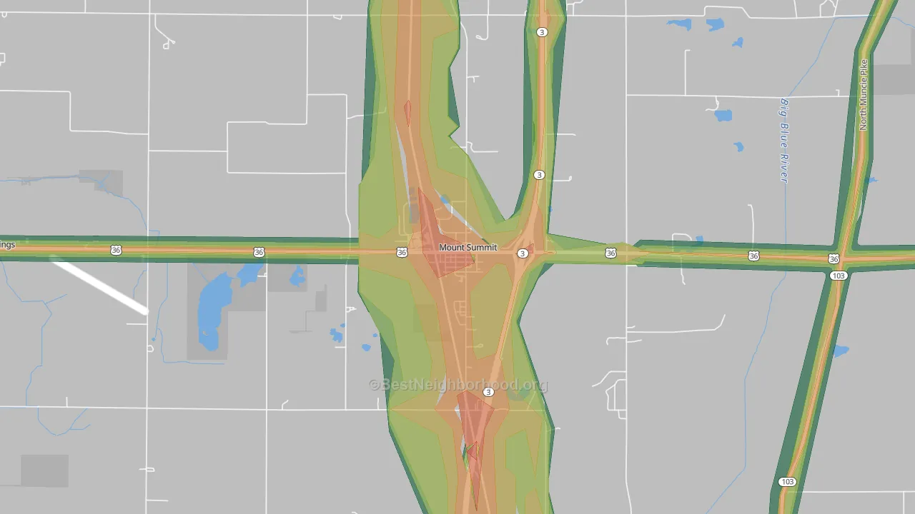 47361, IN Map of Noise Levels in 47361