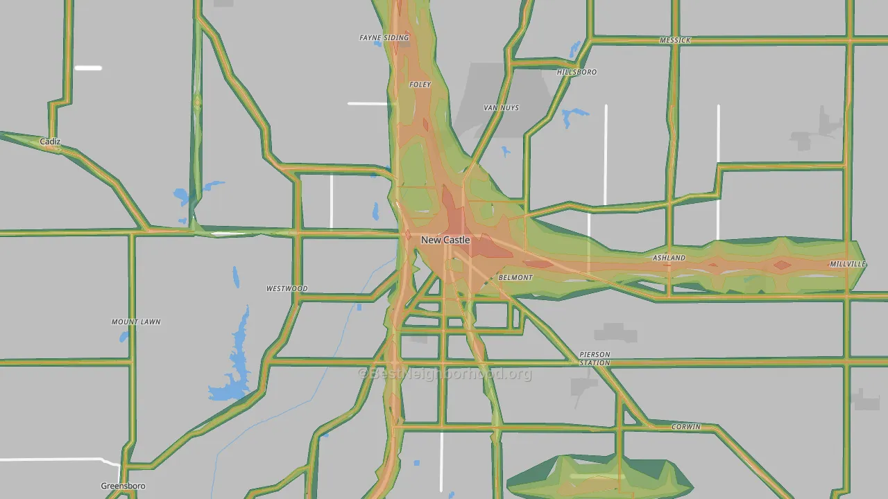 47362, IN Map of Noise Levels in 47362