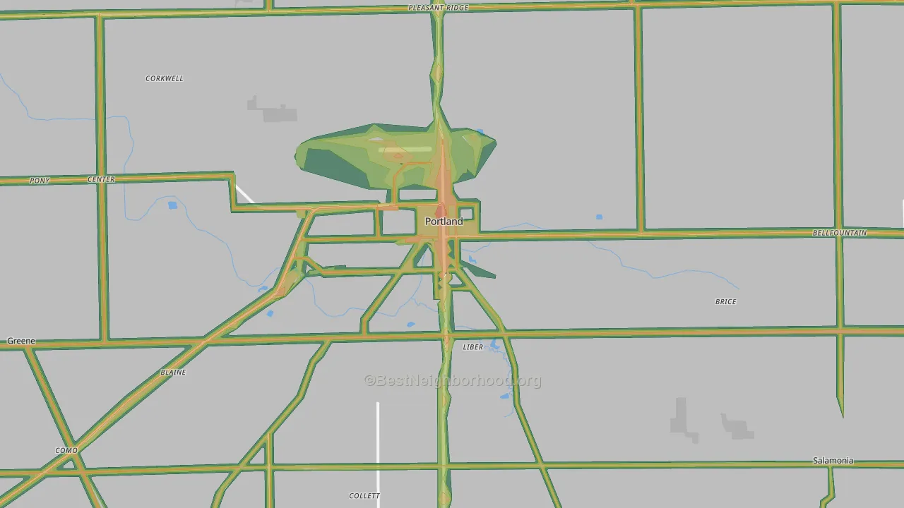 47371, IN Map of Noise Levels in 47371