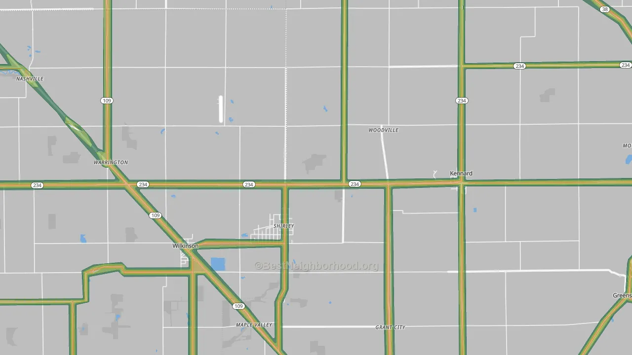 47384, IN Map of Noise Levels in 47384