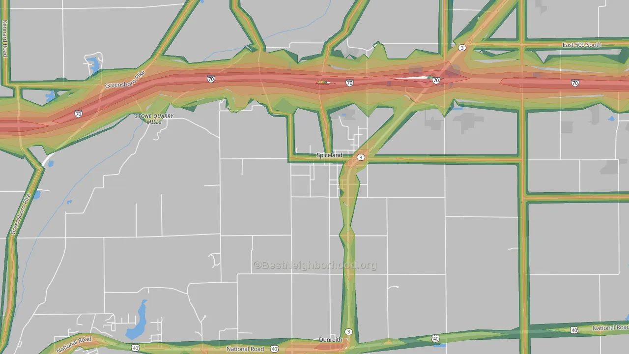 47385, IN Map of Noise Levels in 47385