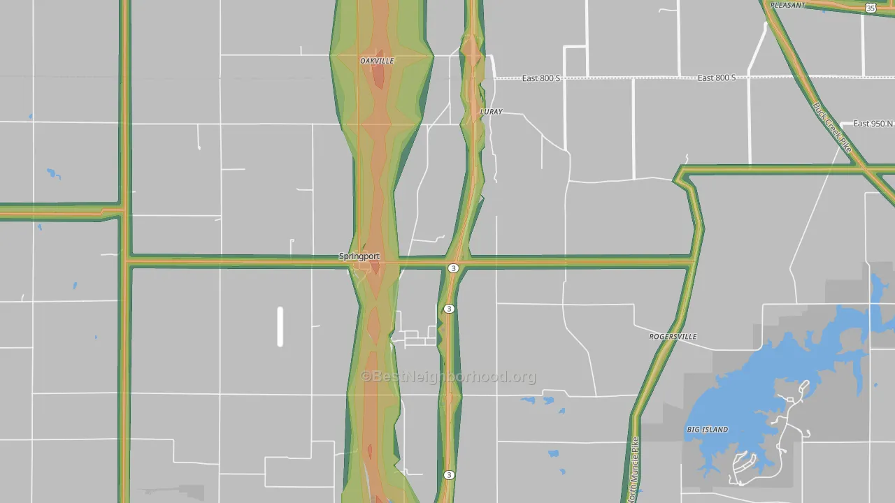 47386, IN Map of Noise Levels in 47386