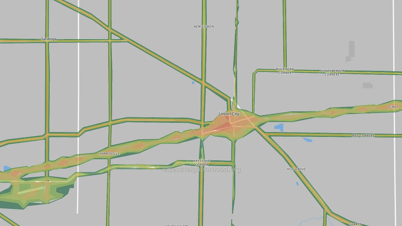 47390, IN Map of Noise Levels in 47390