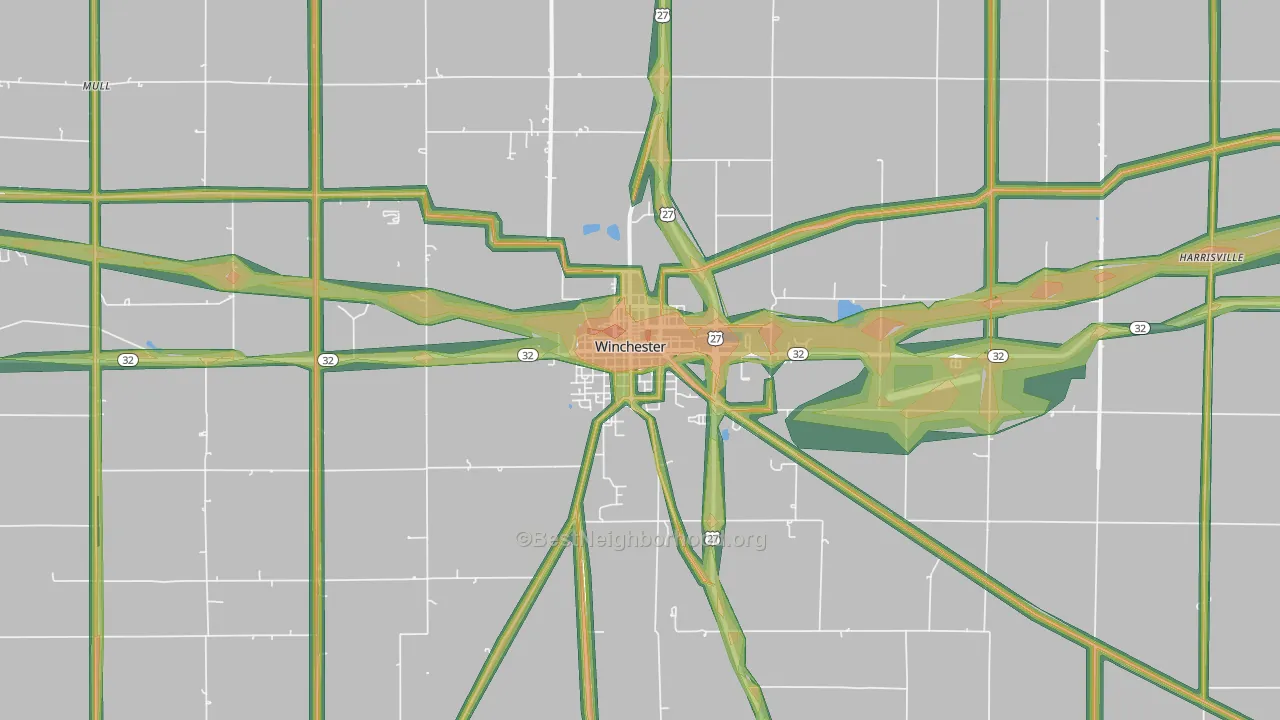 47394, IN Map of Noise Levels in 47394