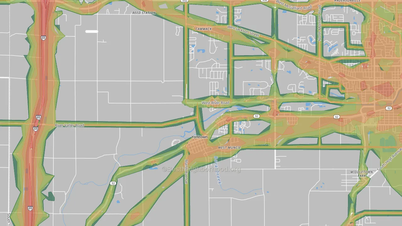 47396, IN Map of Noise Levels in 47396
