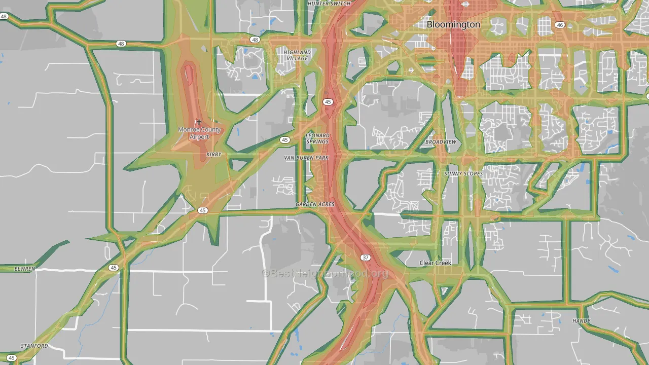 47403, IN Map of Noise Levels in 47403