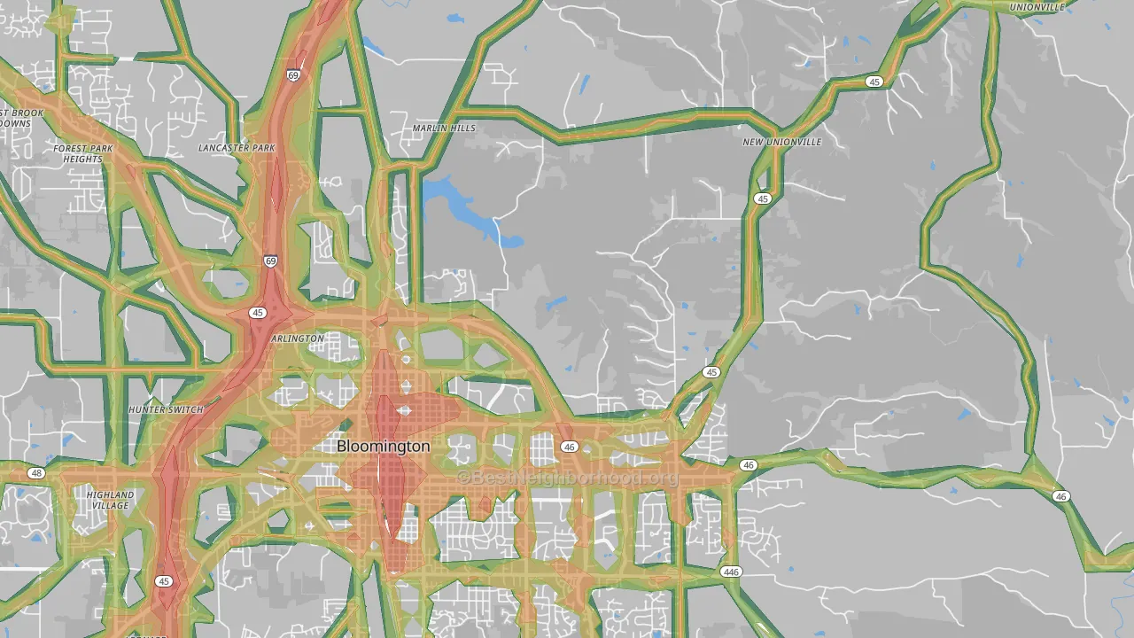47408, IN Map of Noise Levels in 47408
