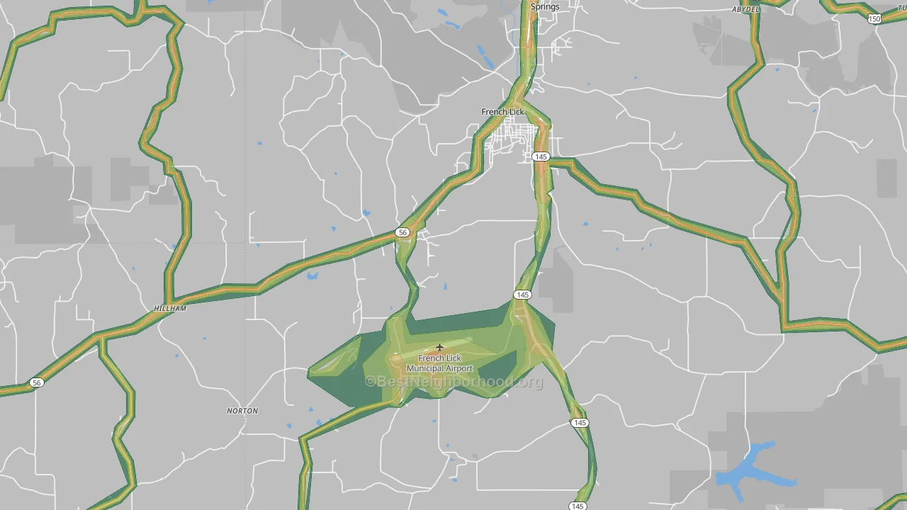 47432, IN Map of Noise Levels in 47432