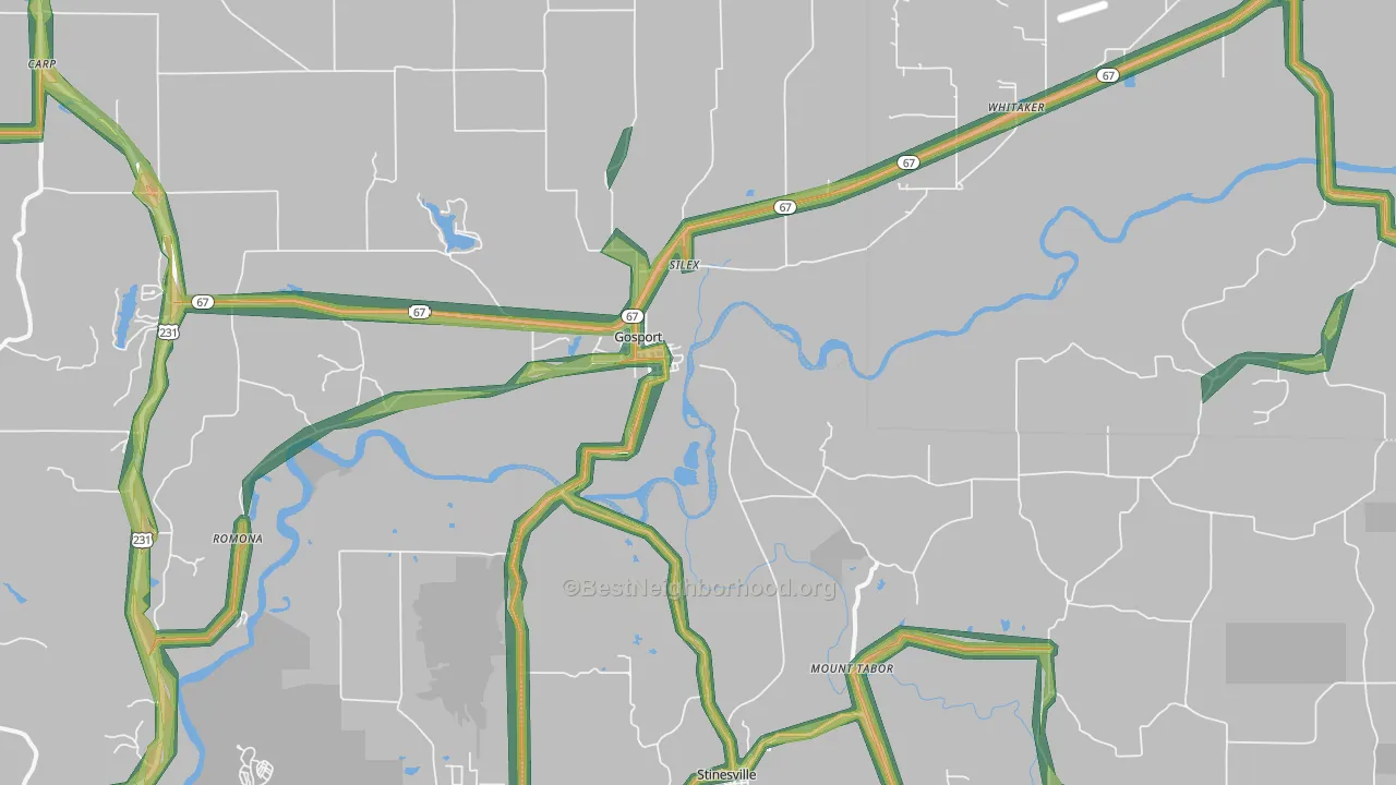 47433, IN Map of Noise Levels in 47433
