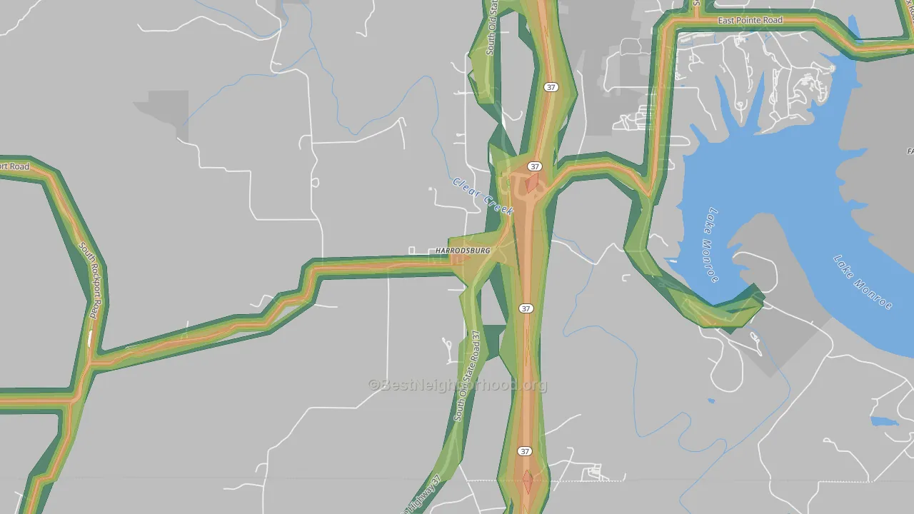 47434, IN Map of Noise Levels in 47434