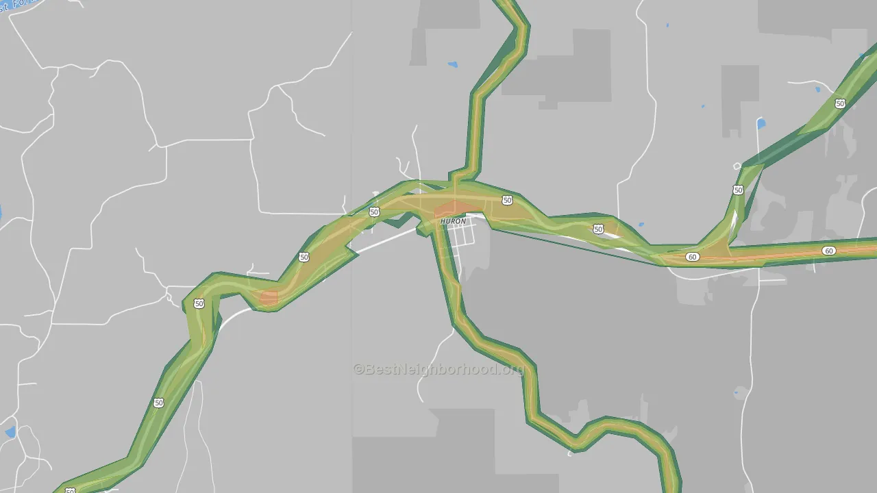 47437, IN Map of Noise Levels in 47437