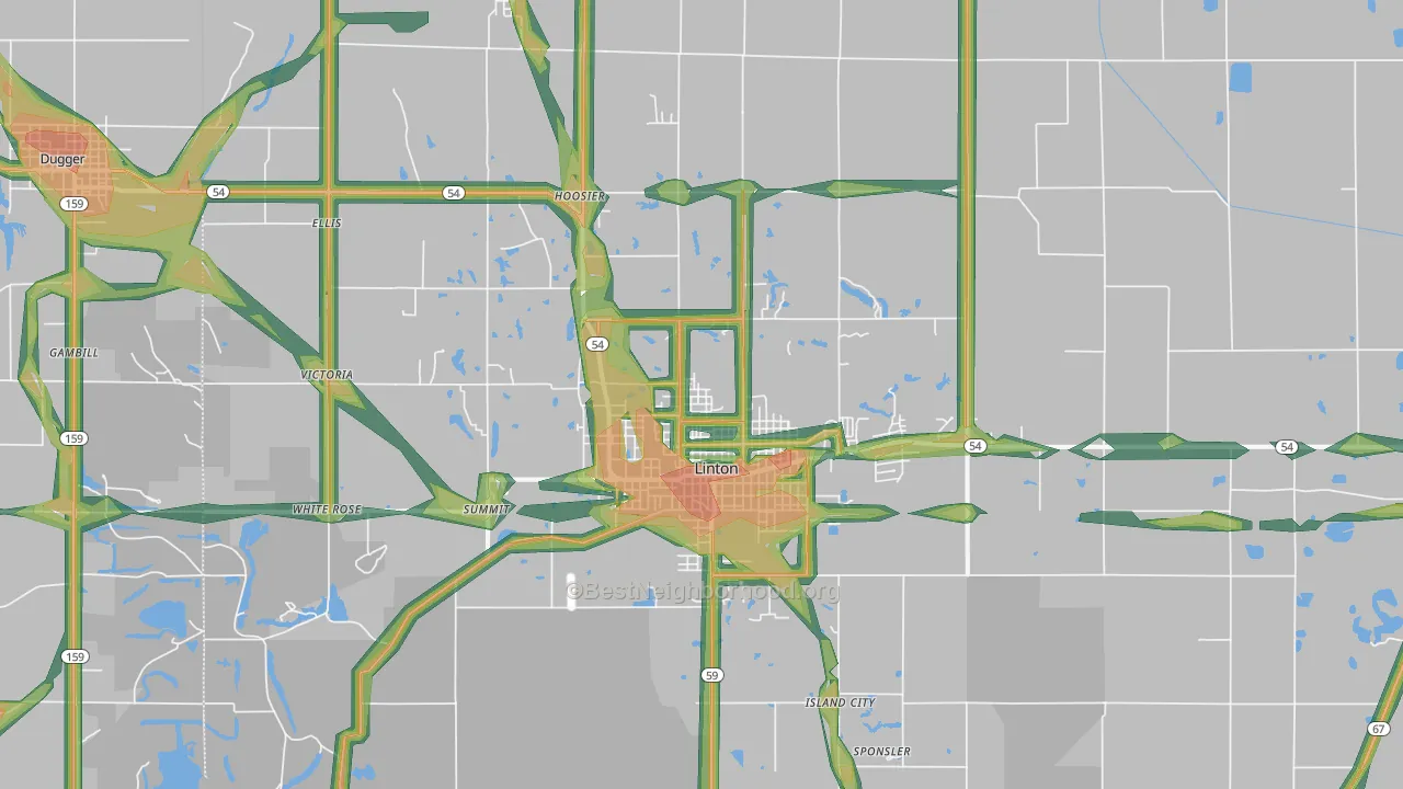 47441, IN Map of Noise Levels in 47441