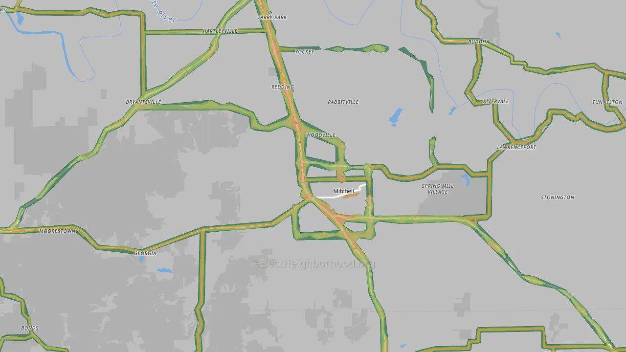 47446, IN Map of Noise Levels in 47446