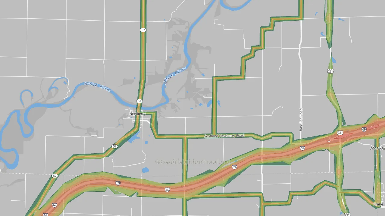 47449, IN Map of Noise Levels in 47449
