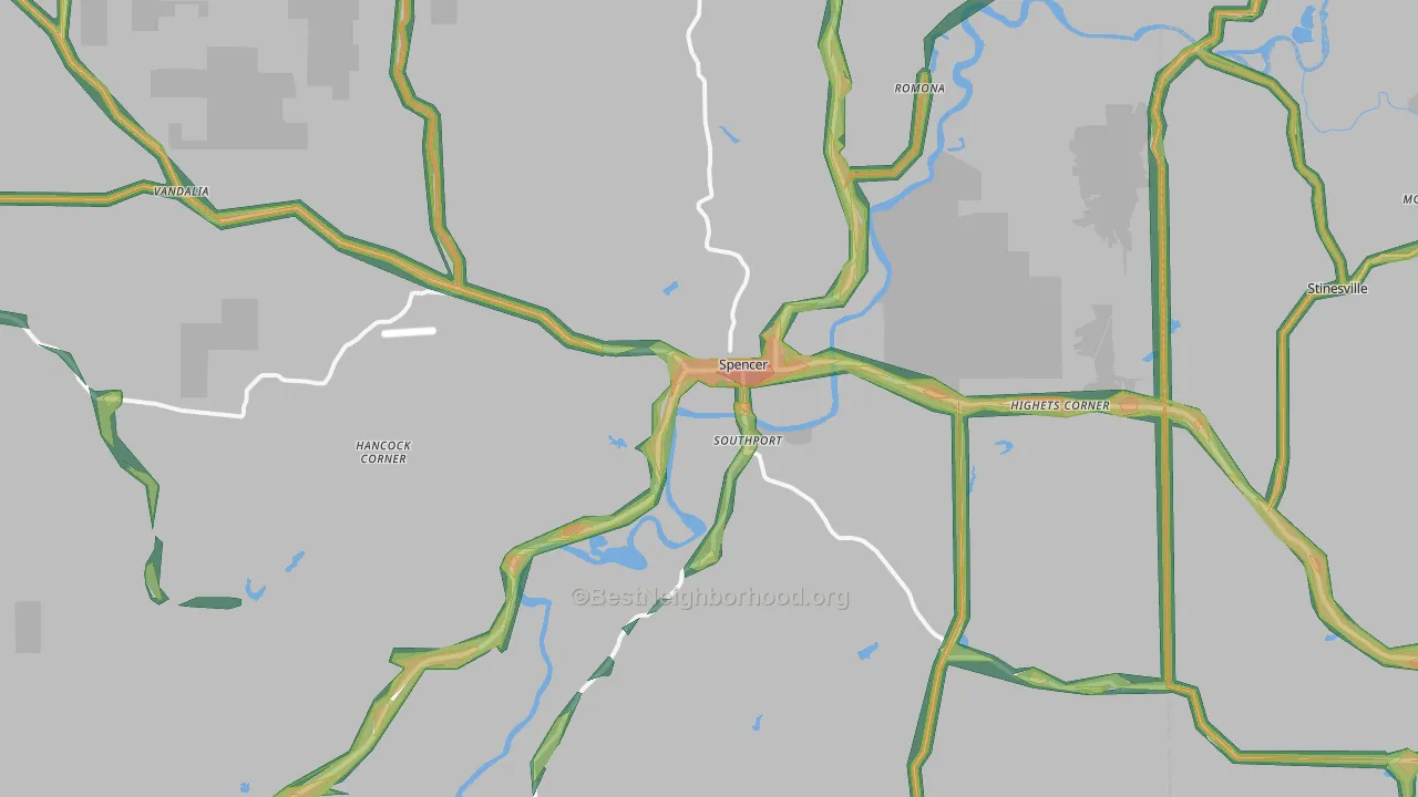 47460, IN Map of Noise Levels in 47460