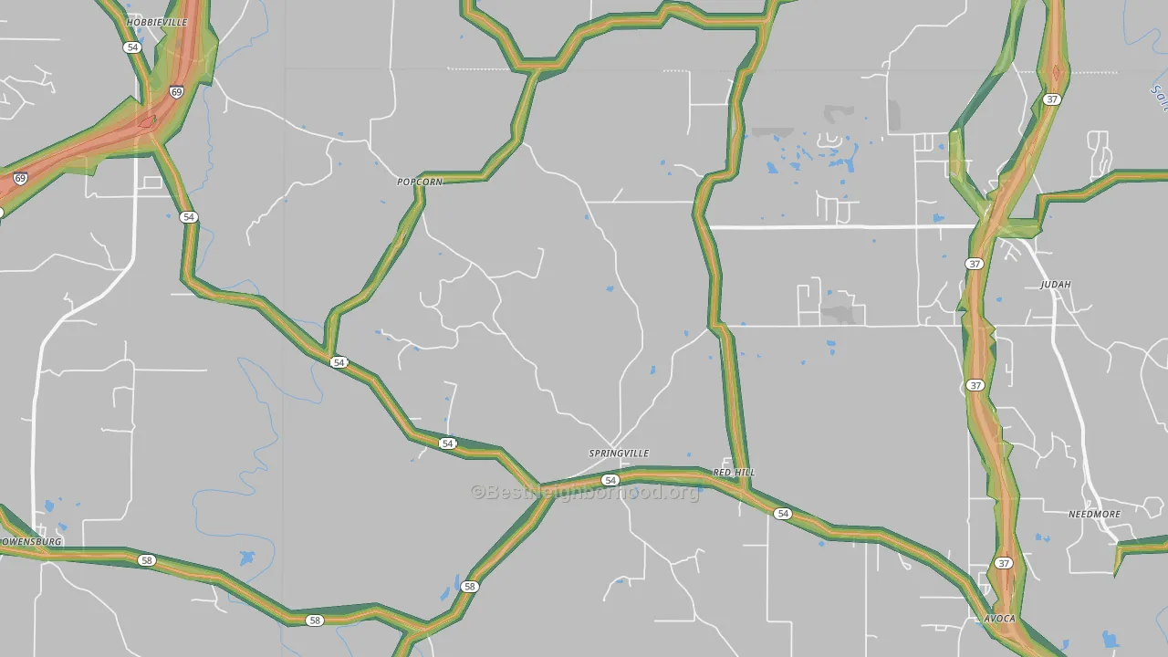 47462, IN Map of Noise Levels in 47462