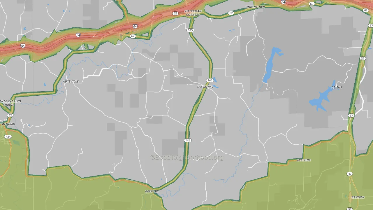 47515, IN Map of Noise Levels in 47515