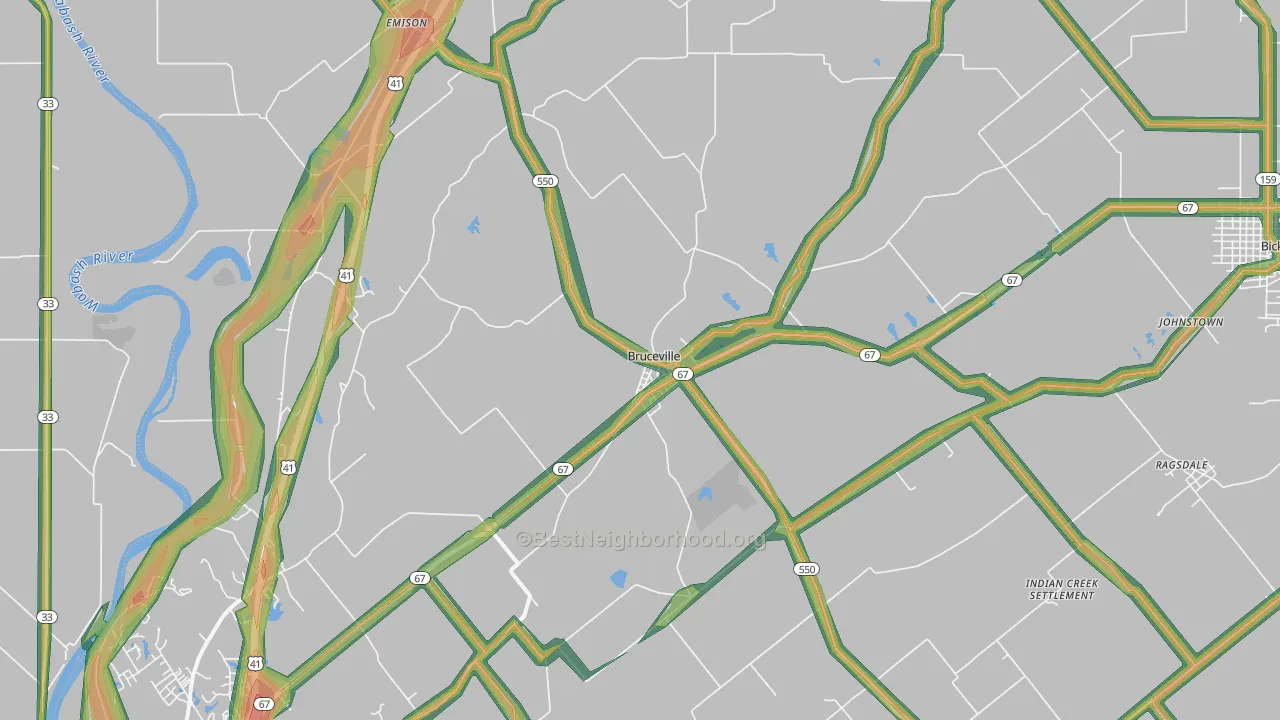 47516, IN Map of Noise Levels in 47516