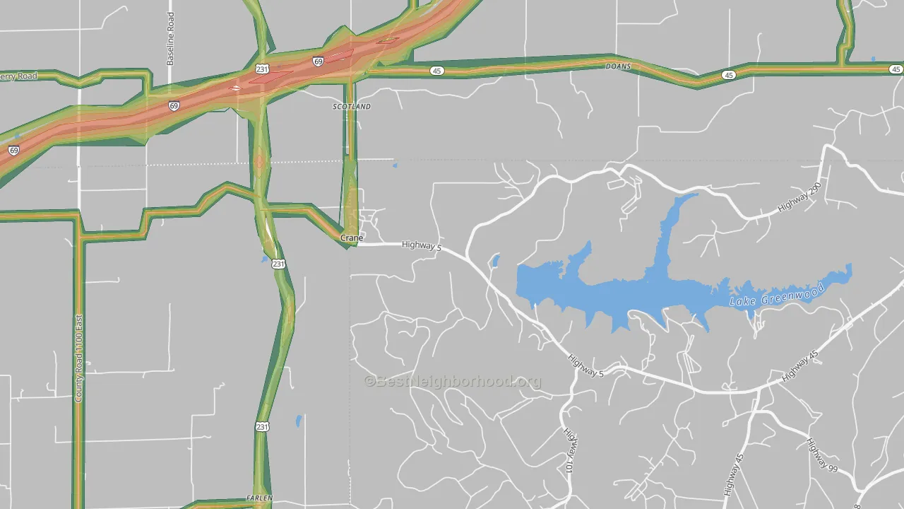 47522, IN Map of Noise Levels in 47522