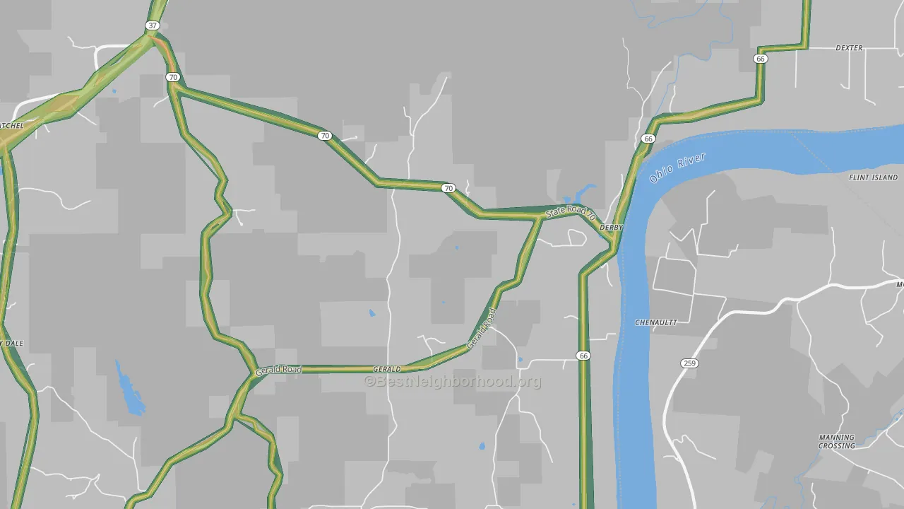 47525, IN Map of Noise Levels in 47525