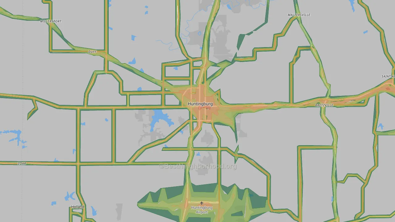 47542, IN Map of Noise Levels in 47542