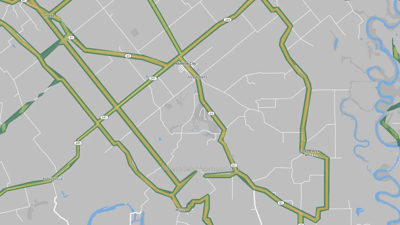 47557, IN Map of Noise Levels in 47557