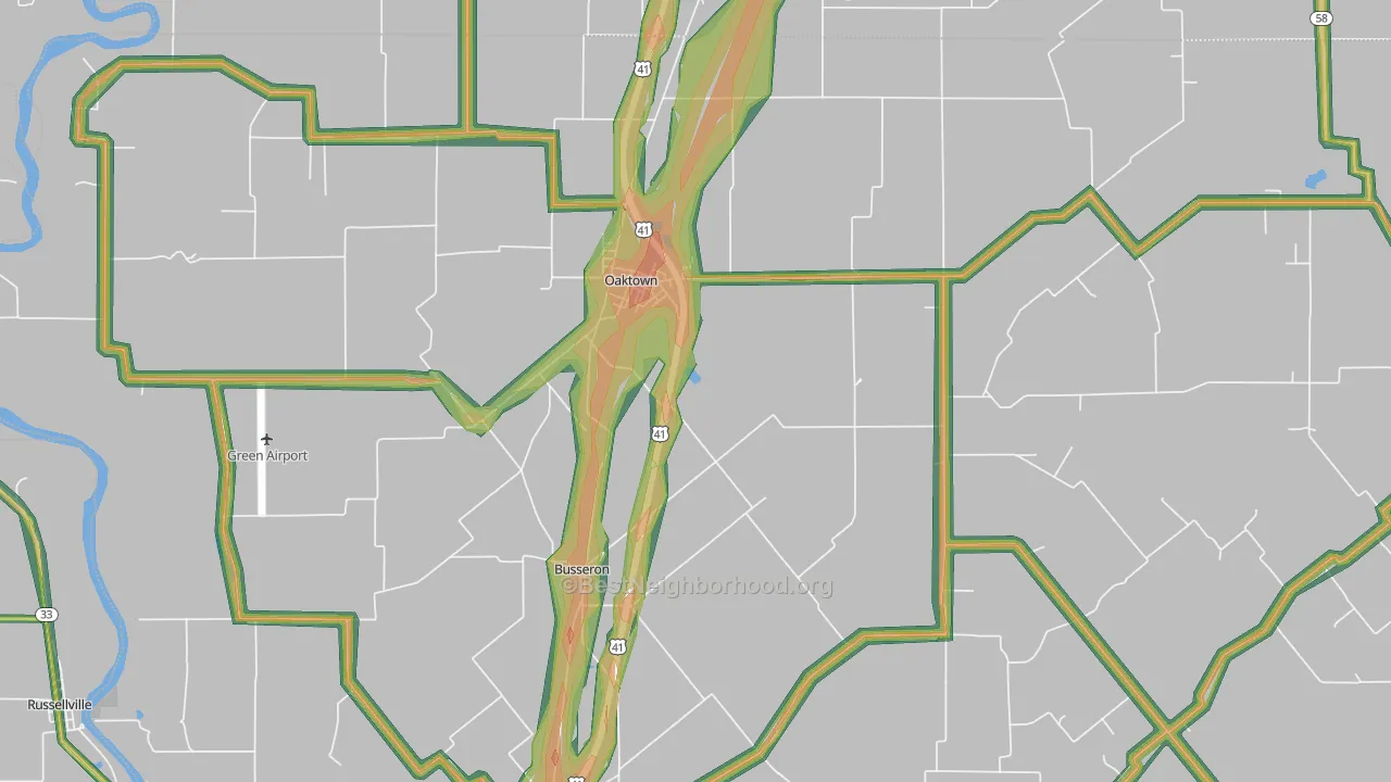 47561, IN Map of Noise Levels in 47561