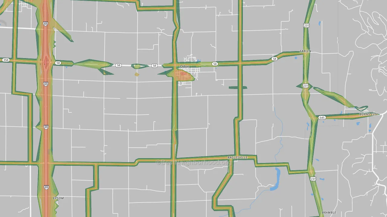 47562, IN Map of Noise Levels in 47562