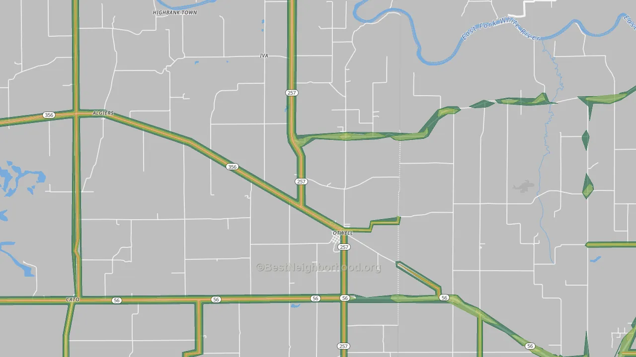 47564, IN Map of Noise Levels in 47564