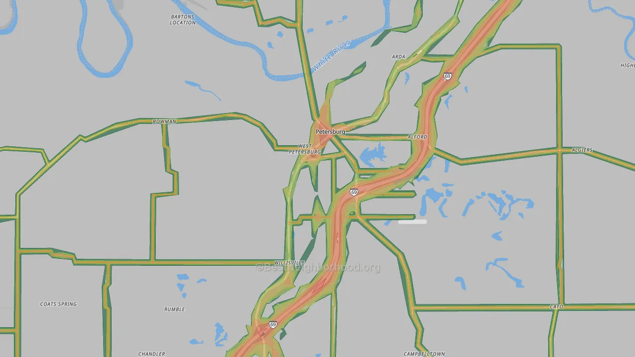47567, IN Map of Noise Levels in 47567